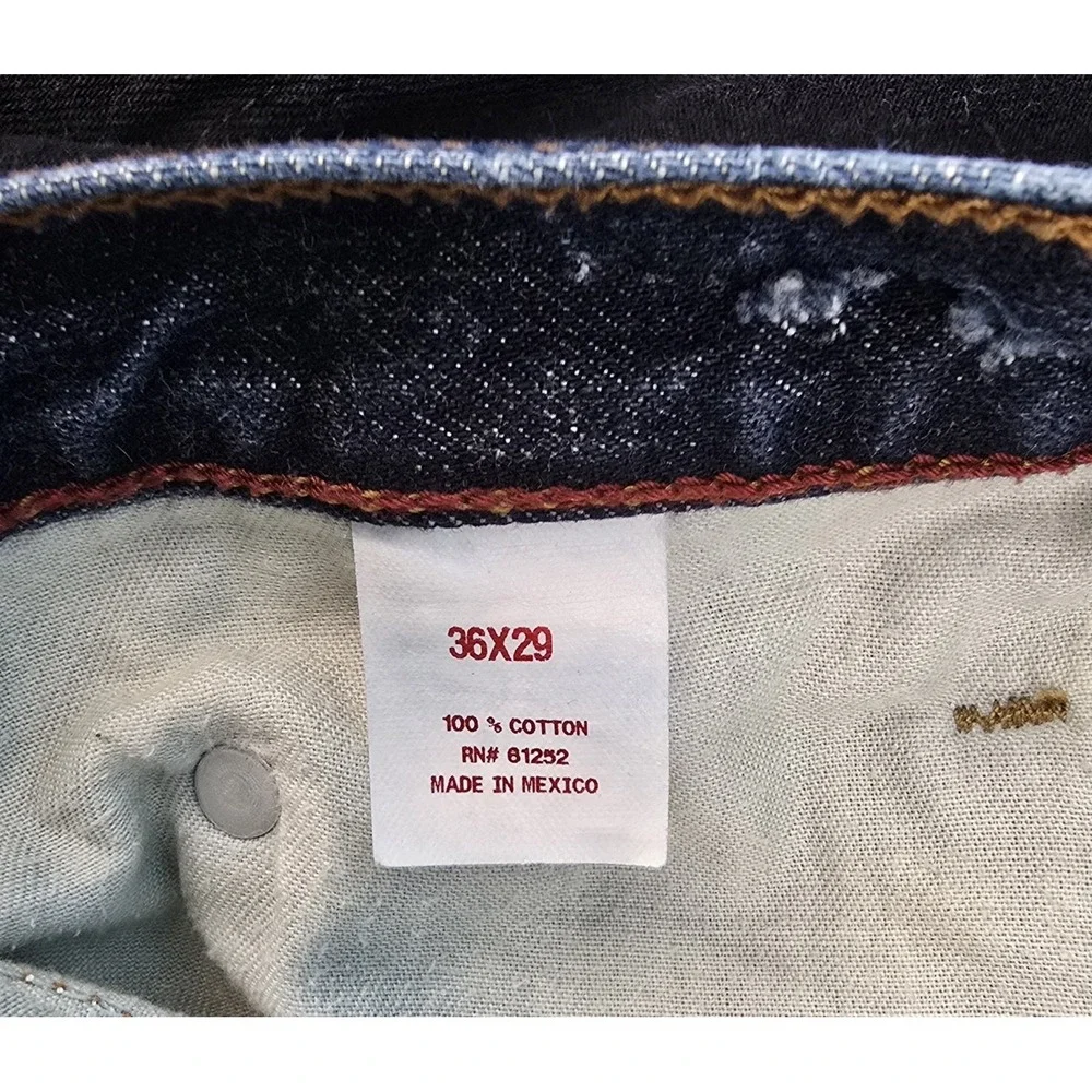 2 Arizona Men's Jeans Sz 36X29 Original Straight Blue Black‎ Denim 100% Cotton